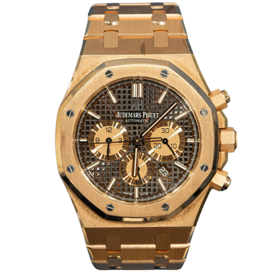 Audemars Piguet Royal Oak Ref. 26331OR.OO.D821CR.01 Rose Gold Chronograph Chocolate Dial (CONVERTED to Full Bracelet)