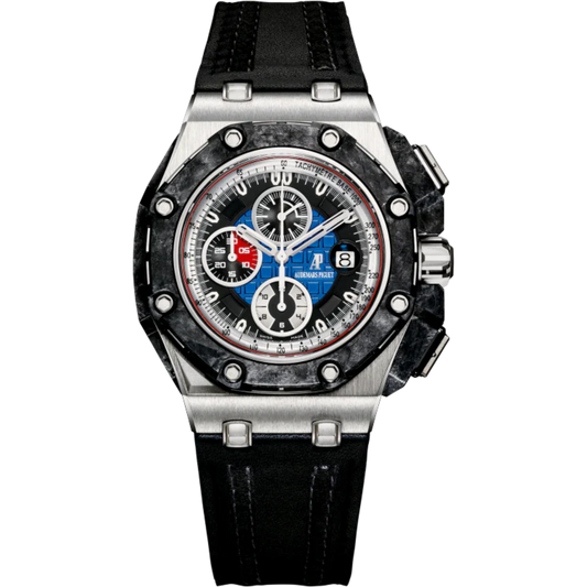 Royal Oak Offshore Grand Prix Chronograph 44MM Black Leather Strap Blue and Black Dial With Méga Tapisserie Pattern 950 Platinum Case