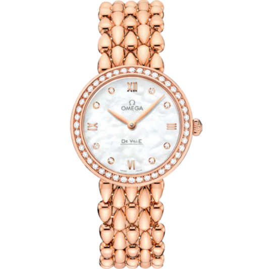 DE VILLE PRESTIGE DEWDROP 27 MM RED GOLD WITH MOTHER OF PEARL DIAL