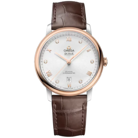 DE VILLE PRESTIGE 39 MM STAINLESS STEEL - RED GOLD WITH SILVER DIAL