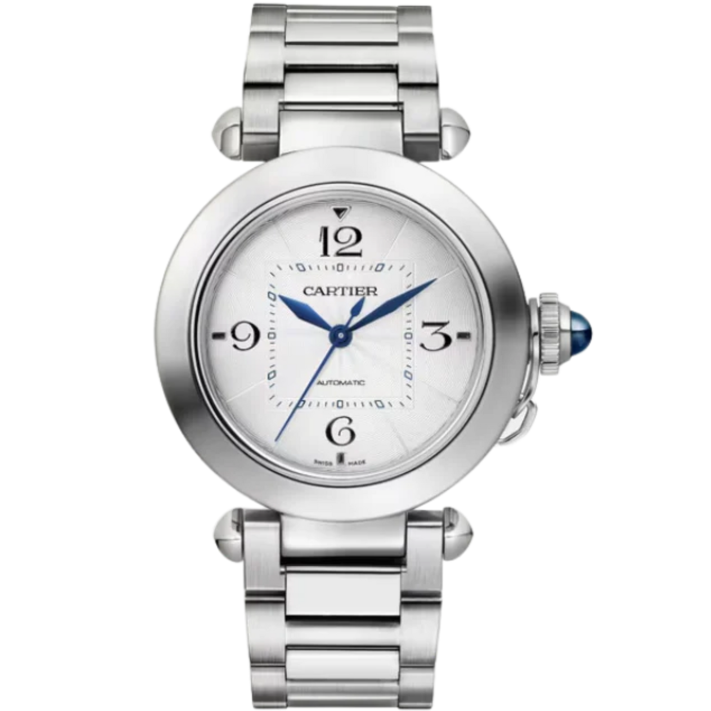 PASHA DE CARTIER 35 MM STAINLESS STEEL WITH SILVER FLINQUE DIAL