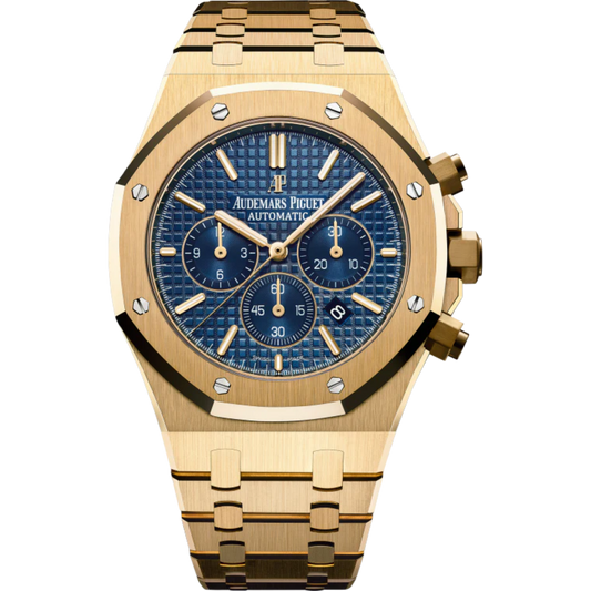 Royal Oak Chronograph 41MM 18-Carat Yellow Gold Bracelet Blue Dial With Grande Tapisserie Pattern 18-Carat Yellow Gold Case