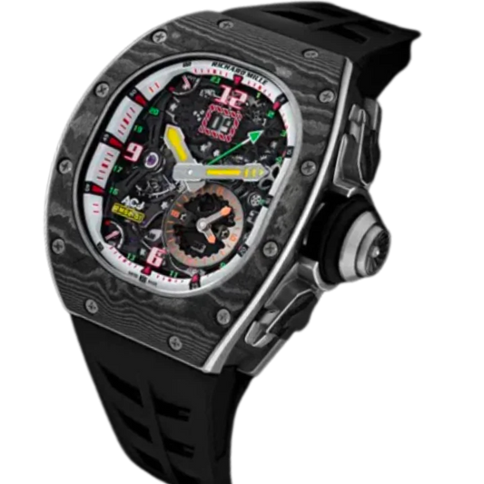 Rm 62-01 Manual Winding Tourbillon Vibrating Alarm ACJ Rubber Strap Titanium and Carbon TPT Case