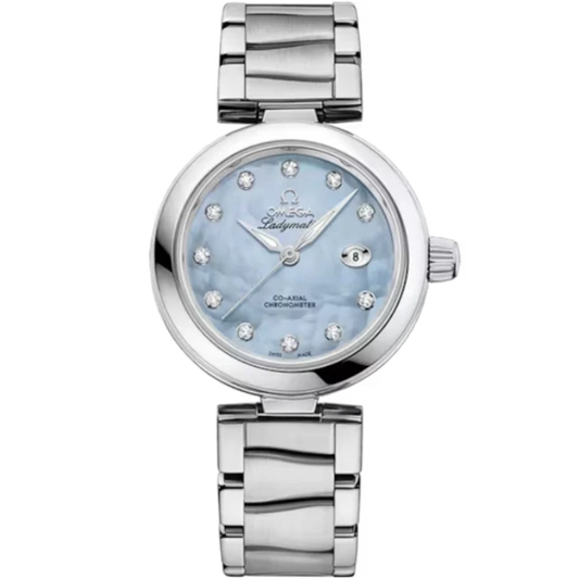 DE VILLE LADYMATIC 34 MM STAINLESS STEEL WITH BLUE MOTHER OF PEARL DIAL