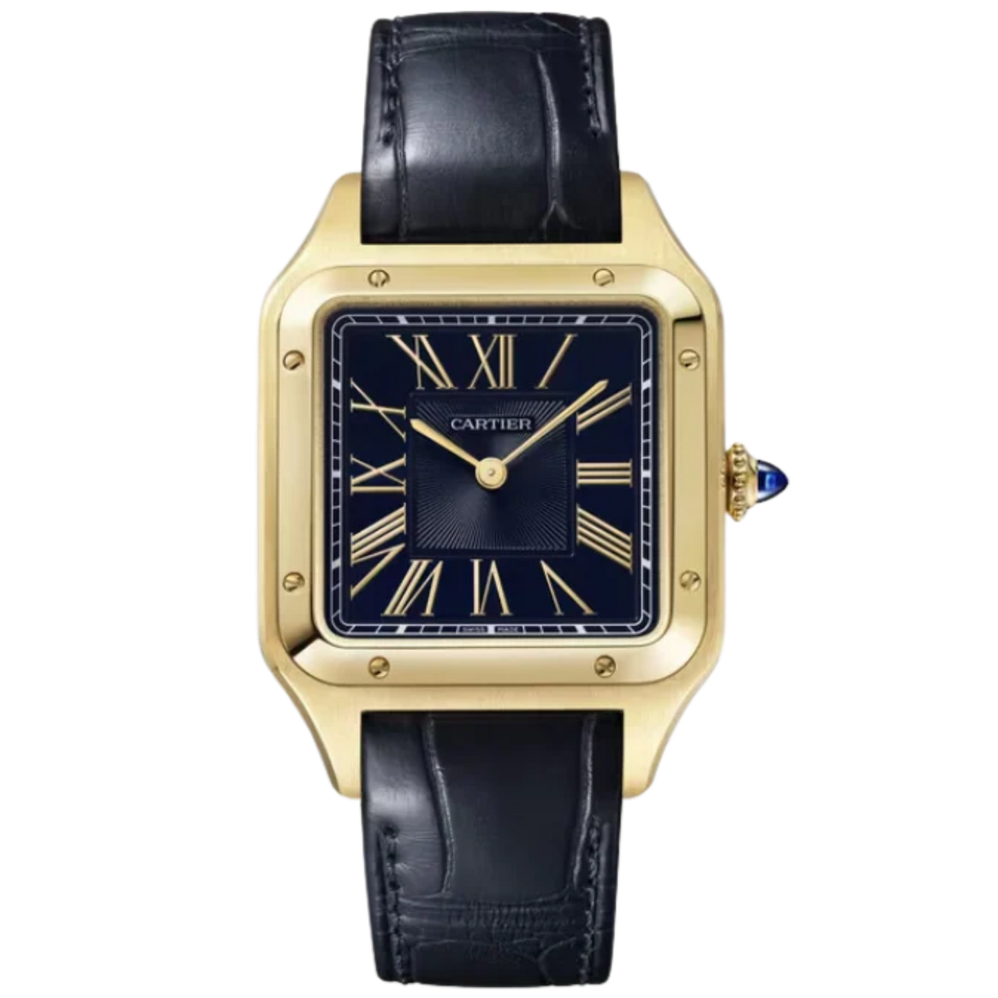 SANTOS 44 MM DUMONT BLUE 18K YELLOW GOLD