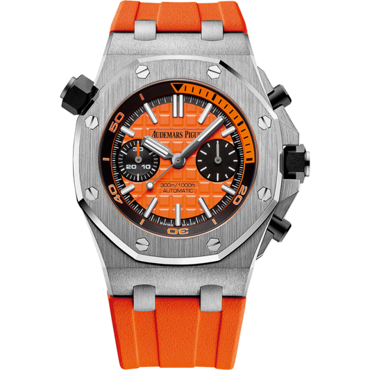 Royal Oak Offshore Diver Chronograph 42MM Orange Rubber Strap Orange Dial With Méga Tapisserie Pattern Stainless Steel Case