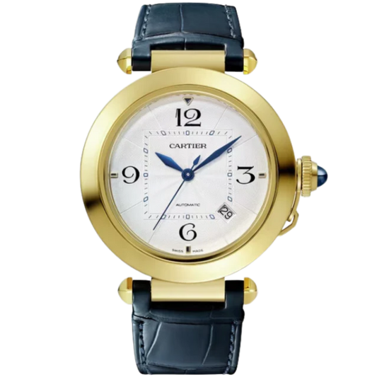PASHA DE CARTIER 41 MM YELLOW GOLD WITH SILVER FLINQUE DIAL