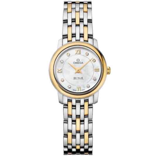 DE VILLE PRESTIGE 24 MM STAINLESS STEEL - YELLOW GOLD WITH MOTHER OF PEARL DIAL