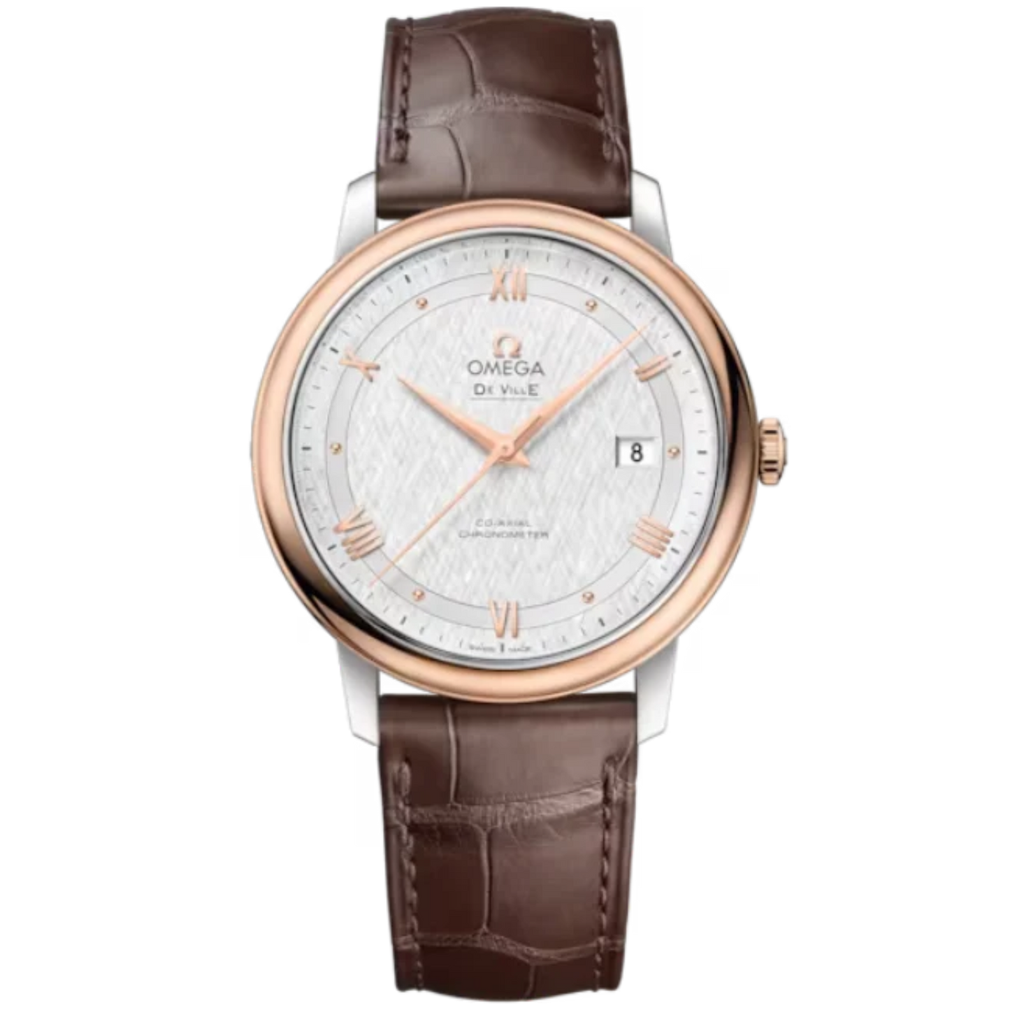 DE VILLE PRESTIGE 39 MM STAINLESS STEEL - RED GOLD WITH SILVER DIAL