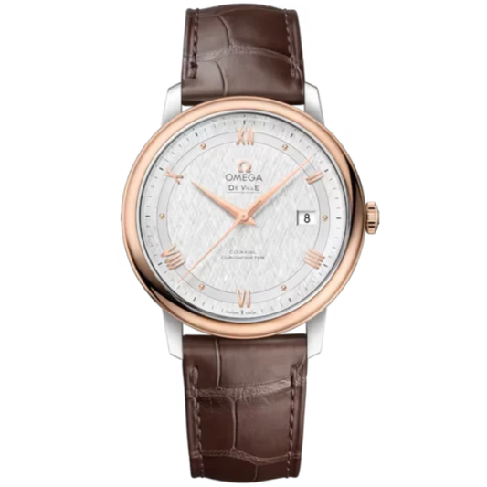 DE VILLE PRESTIGE 39 MM STAINLESS STEEL - RED GOLD WITH SILVER DIAL