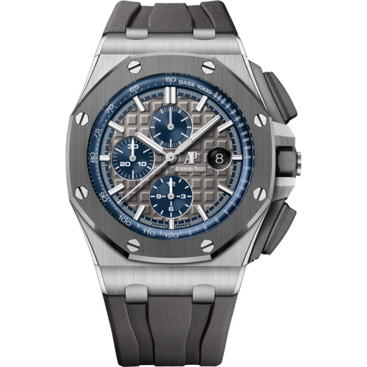 Royal Oak Offshore Selfwinding Chronograph 44MM Grey Rubber Strap Grey Dial With Mega Tapisserie Pattern Titanium Case Grey Ceramic Bezel
