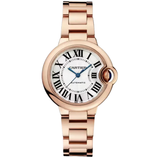 BALLON BLEU DE CARTIER 33 MM ROSE GOLD WITH SILVER  GUILLOCHE DIAL