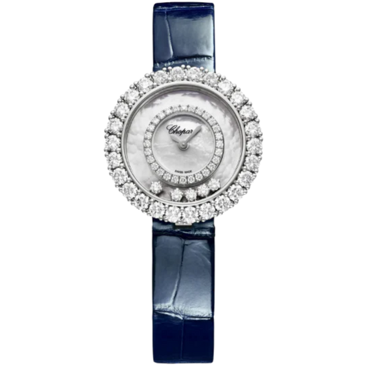 HAPPY DIAMONDS JOAILLERIE 29 MM ETHICAL WHITE GOLD WITH MOTHER OF PEARL DIAL