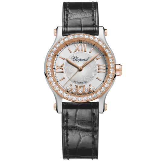 HAPPY SPORT 30 MM ETHICAL ROSE GOLD - LUCENT STEEL™ WITH SILVER DIAL
