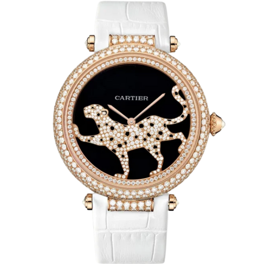 PROMENADE D'UNE PANTHERE 43 MM ROSE GOLD WITH DARK PURPLE MOTHER OF PEARL DIAL