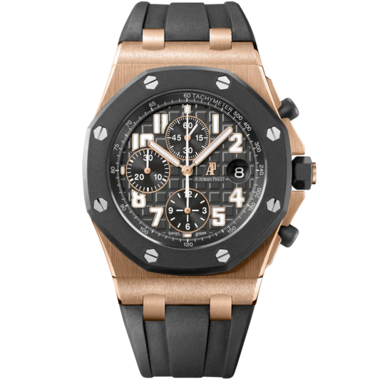 Royal Oak Offshore Diver 42MM Black Rubber Strap Anthracite Dial With Méga Tapisserie Pattern 18-Carat Pink Gold Case