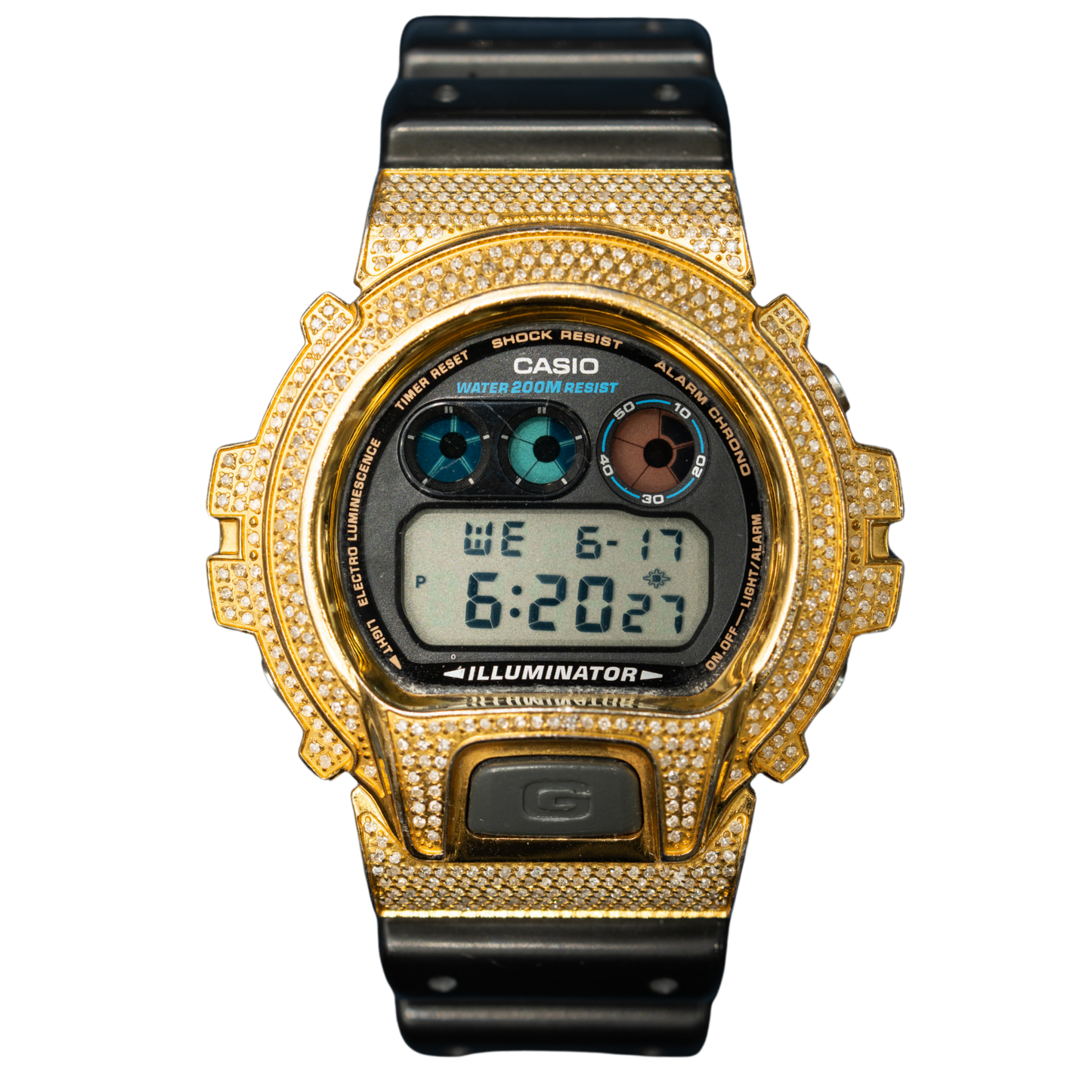 Casio Iced out G Shock Digital Yellow Gold With Black Dial