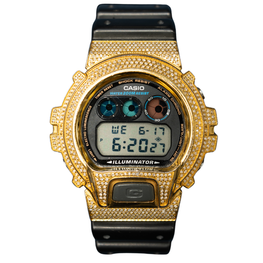 Casio Iced out G Shock Digital Yellow Gold With Black Dial