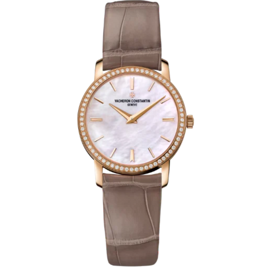 TRADITIONNELLE QUARTZ 30 MM ROSE GOLD WITH PINK MOTHER OF PEARL DIAL