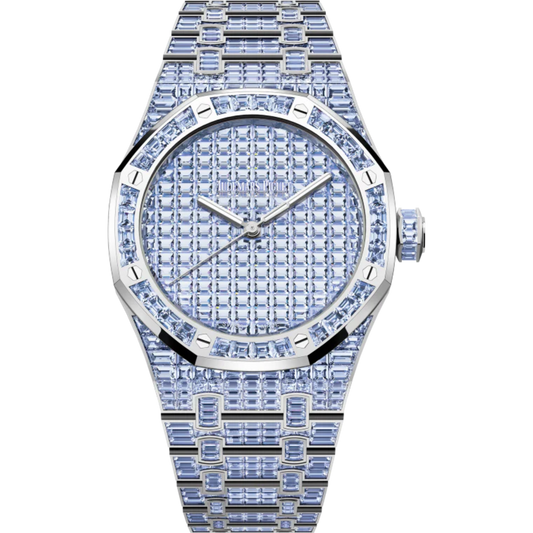 Royal Oak Selfwinding Tanzanite 50th Anniversary 41MM 18-Carat White Gold Bracelet Set 18-Carat White Gold Dial Set 18-Carat White Gold Case Set With Baguette-Cut Tanzanites