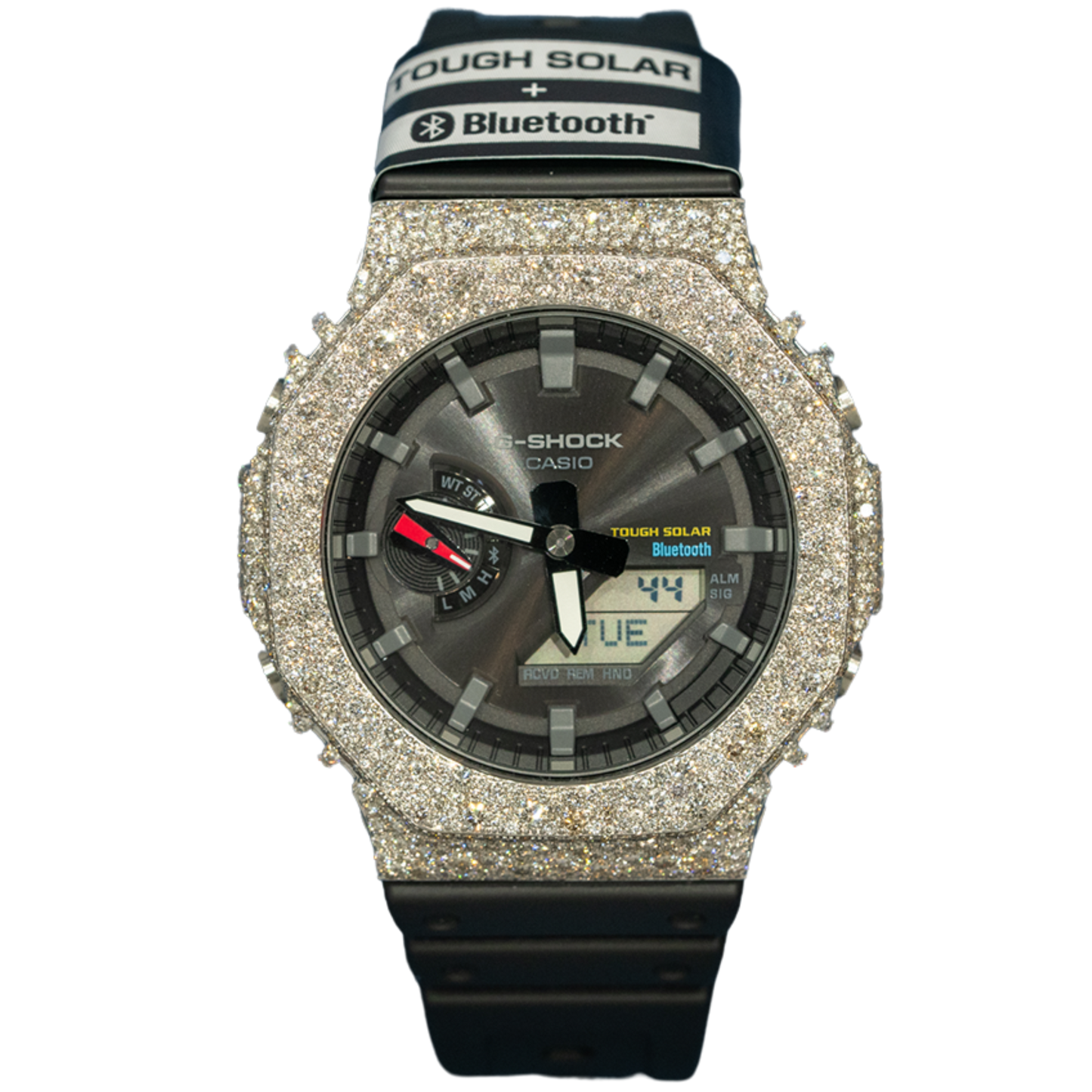 Casio GShock GM2100 White Gold Black Dial Bussdown Mosaic Setting - 8.20 cts