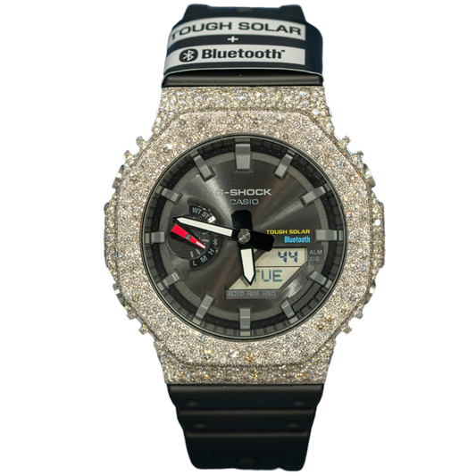 Casio GShock GM2100 White Gold Black Dial Bussdown Mosaic Setting - 8.20 cts