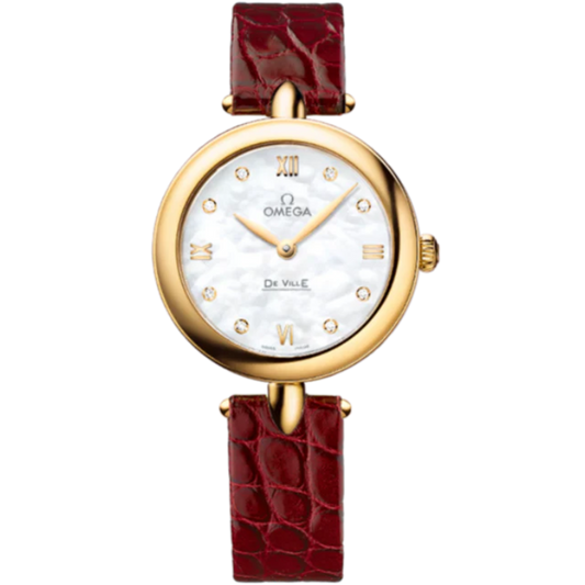 DE VILLE PRESTIGE DEWDROP 27 MM YELLOW GOLD WITH MOTHER OF PEARL DIAL