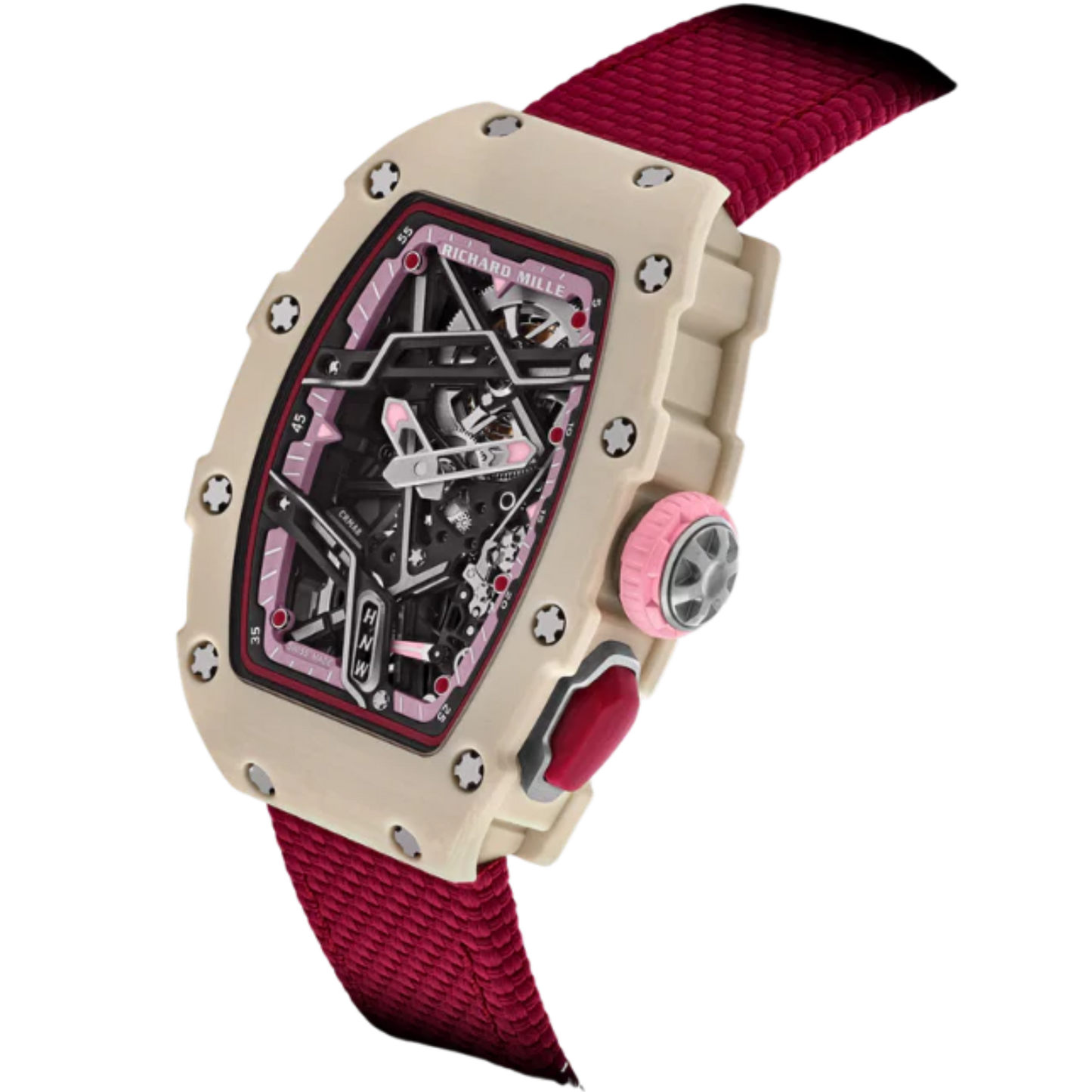 RM 07-04 Automatic Winding Sport Nelly Korda Creamy White Quartz TPT Velcro Strap Skeleton Dial Creamy White Quartz TPT Case