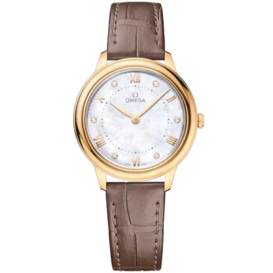 DE VILLE PRESTIGE 30 MM YELLOW GOLD WITH MOTHER OF PEARL DIAL