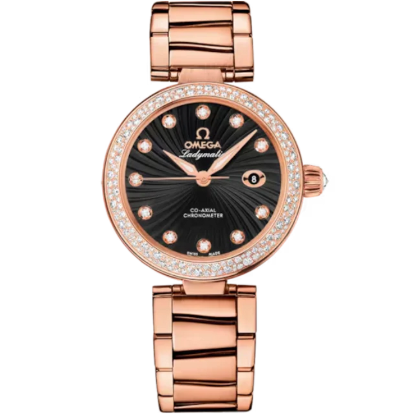 DE VILLE LADYMATIC 34 MM RED GOLD WITH BLACK DIAL