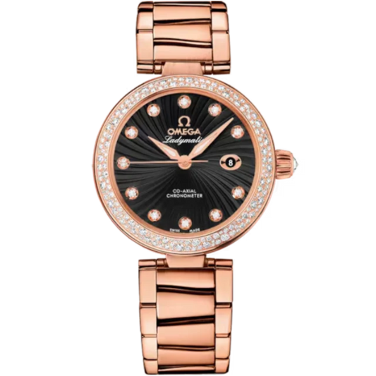 DE VILLE LADYMATIC 34 MM RED GOLD WITH BLACK DIAL