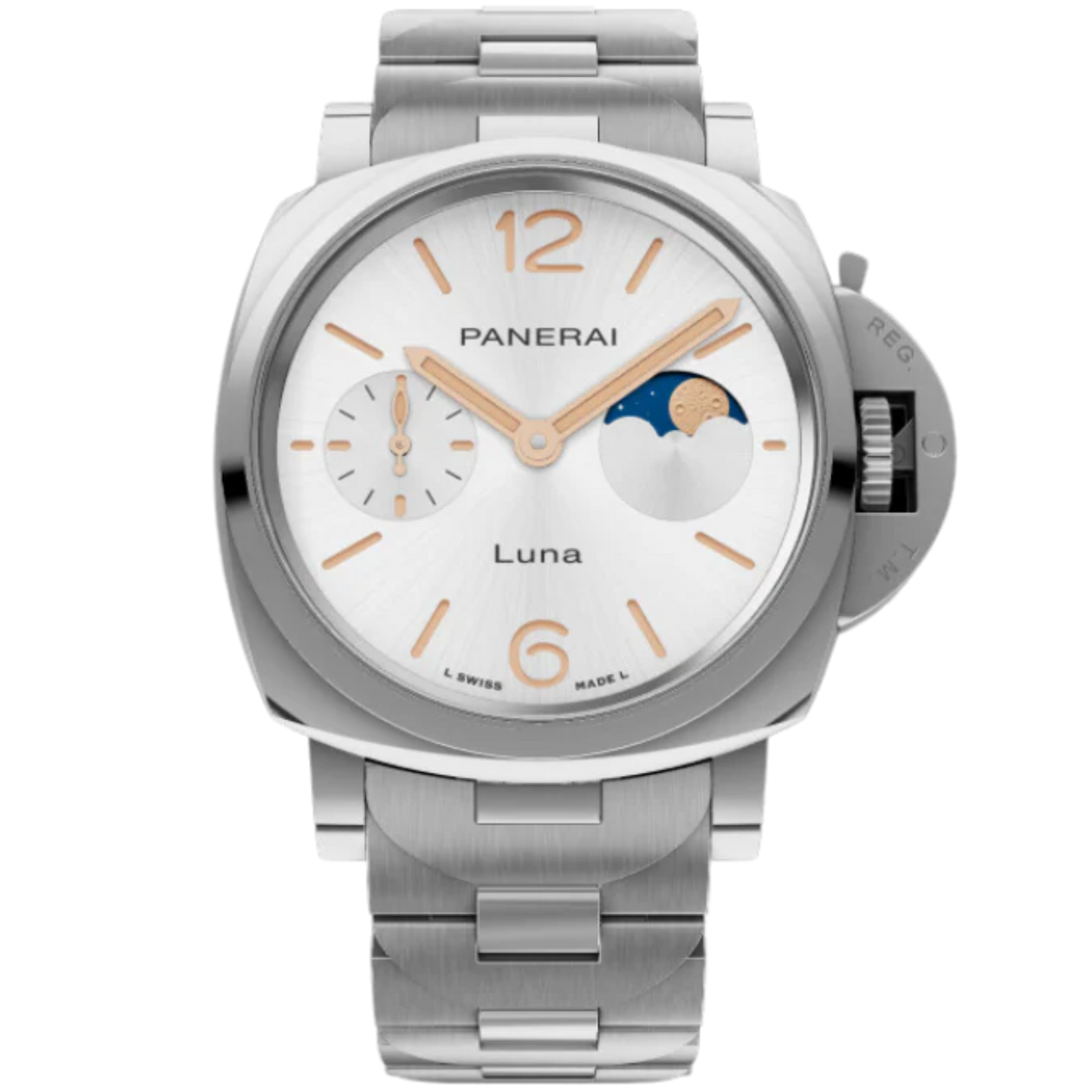 LUMINOR DUE LUNA PAM01301 38 MM STAINLESS STEEL WITH WHITE DIAL