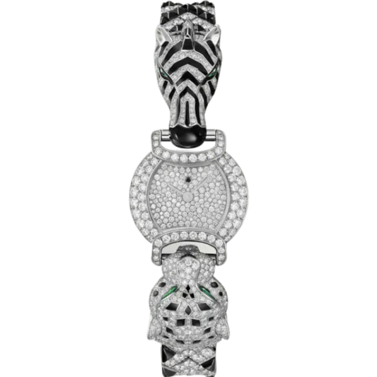 INDOMPTABLES DE CARTIER ZEBRA MOTIF 22 MM RHODIUMIZED 18K WHITE GOLD WITH WHITE GOLD DIAL