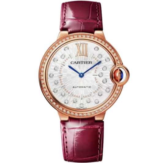 BALLON BLEU DE CARTIER 36 MM ROSE GOLD WITH MATT SILVER STAMPED SUNRAY DIAL