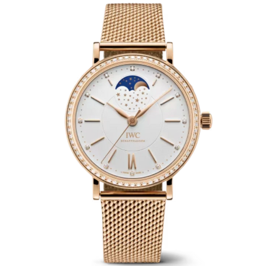 PORTOFINO AUTOMATIC MOON PHASE 37 MM GOLD WITH WHITE DIAL