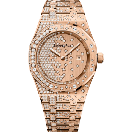 Royal Oak Quartz 33MM Diamond-Set 18-Carat Pink Gold Bracelet Diamond-Set 18-Carat Pink Gold Dial Diamond-Set 18-Carat Pink Gold Case