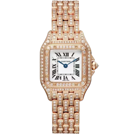 PANTHERE DE CARTIER CUFF 30 MM ROSE GOLD WITH WHITE DIAL