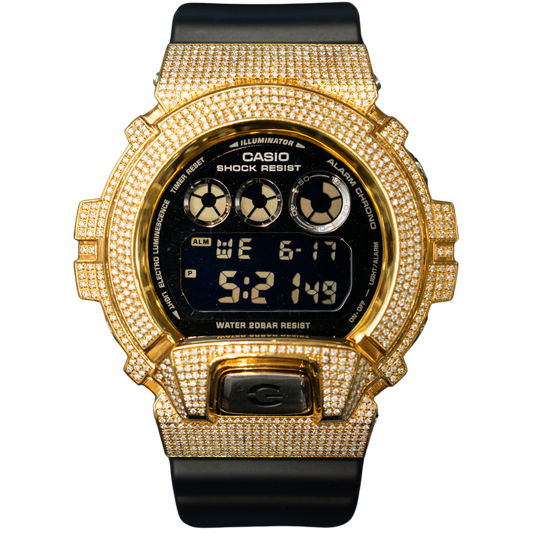 Casio Iced Out G Shock Digital Yellow Gold with Black Dial