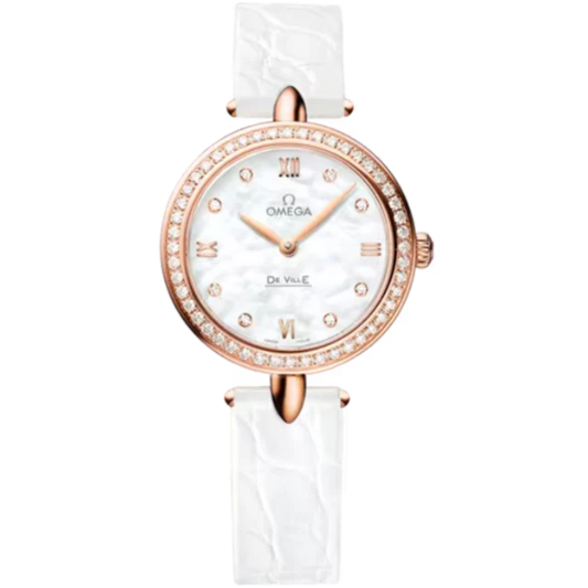 DE VILLE PRESTIGE DEWDROP 27 MM RED GOLD WITH MOTHER OF PEARL DIAL