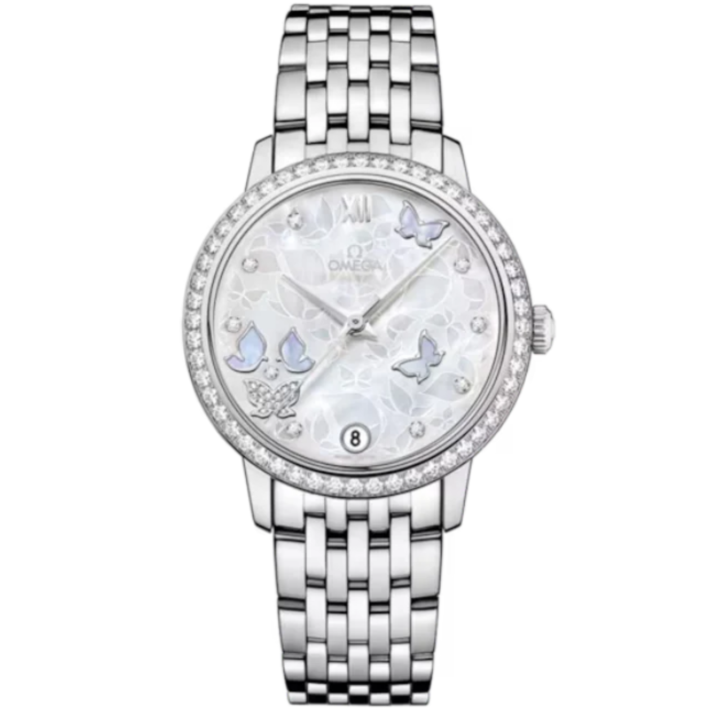 DE VILLE PRESTIGE BUTTERFLY 33 MM WHITE GOLD WITH MOTHER OF PEARL DIAL