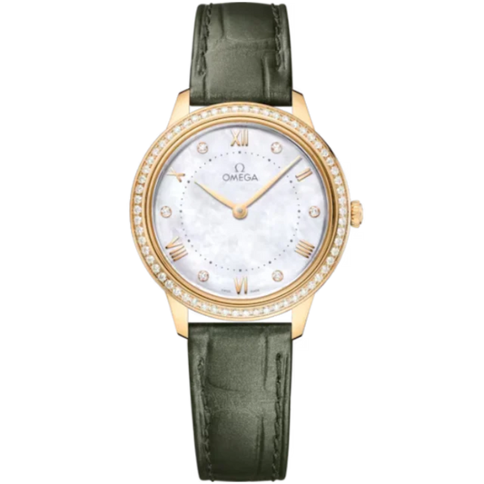 DE VILLE PRESTIGE 30 MM YELLOW GOLD WITH MOTHER OF PEARL DIAL