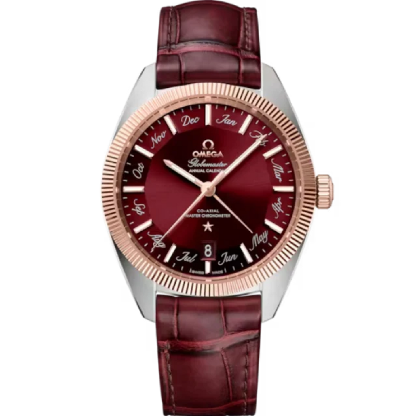 CONSTELLATION GLOBEMASTER 41 MM STAINLESS STEEL - SEDNA™ GOLD WITH RED DIAL