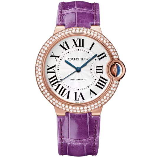 BALLON BLEU DE CARTIER 36 MM ROSED GOLD WITH SILVER GUILLOCHE LACQUER OPALINE DIAL