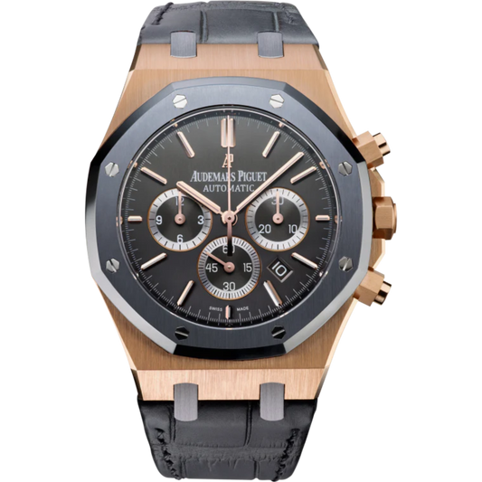 Royal Oak Leo Messi 41MM Anthracite Alligator Strap Satin-Brushed Anthracite Dial 18-Carat Pink Gold Case Tantalum Bezel