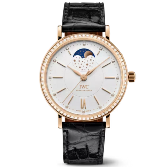 PORTOFINO AUTOMATIC MOON PHASE 37 MM GOLD WITH WHITE DIAL