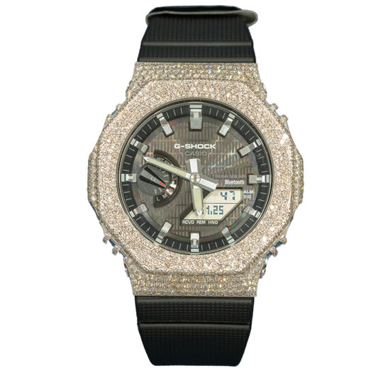 Casio GShock GM2100 White Gold Black Dial Bussdown Honeycomb Setting - 8.20 cts