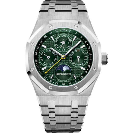 Royal Oak Perpetual Calendar Limited Edition for Unique Timepieces 41MM Stainless Steel Bracelet Green Dial With Grande Tapisserie Pattern Stainless Steel Case