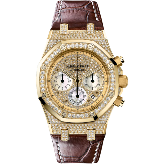 Royal Oak Chronograph 39MM Brown Crocodile Strap Yellow Gold Dial 18-Carat Yellow Gold Case