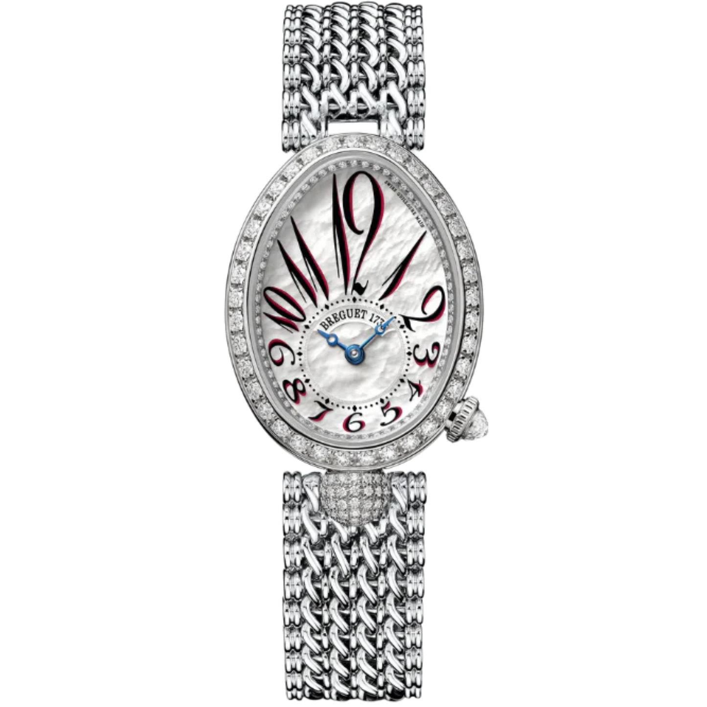 REINE DE NAPLES 8928 33 MM WHITE GOLD WITH MOTHER OF PEARL DIAL