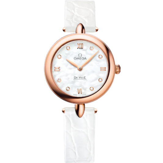 DE VILLE PRESTIGE DEWDROP 27 MM RED GOLD WITH MOTHER OF PEARL DIAL